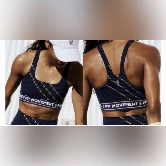 NWT Free People FP Movement Never Better Square Neck Logo Sports Bra $58 S M XL - Picture 1 of 3